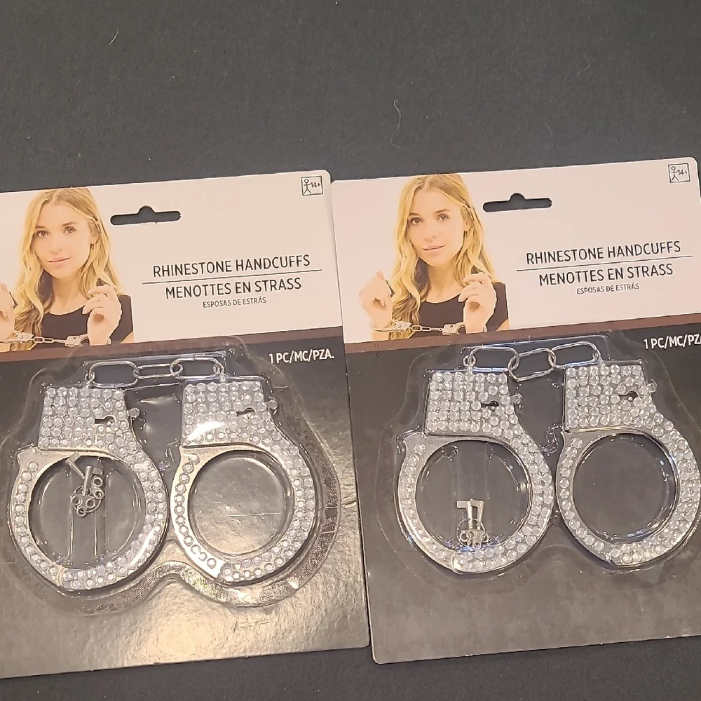 2 Pack Of Rhinestone Handcuffs - Picture 1 of 4